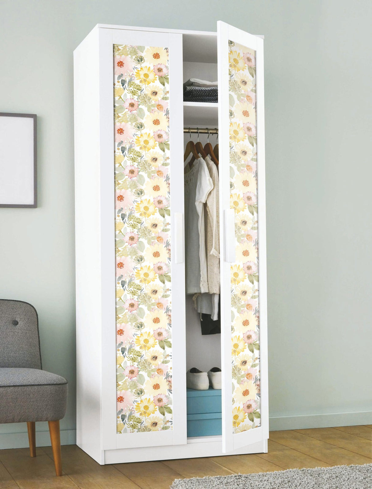 Southern Charm Yellow Peel & Stick Wallpaper with Botanical Watercolor Floral - York RMK12630RL