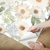 Southern Charm Sage Peel & Stick Wallpaper with Botanical Watercolor Floral - York RMK12632RL