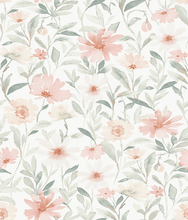 Flower Market Pink Peel & Stick Wallpaper