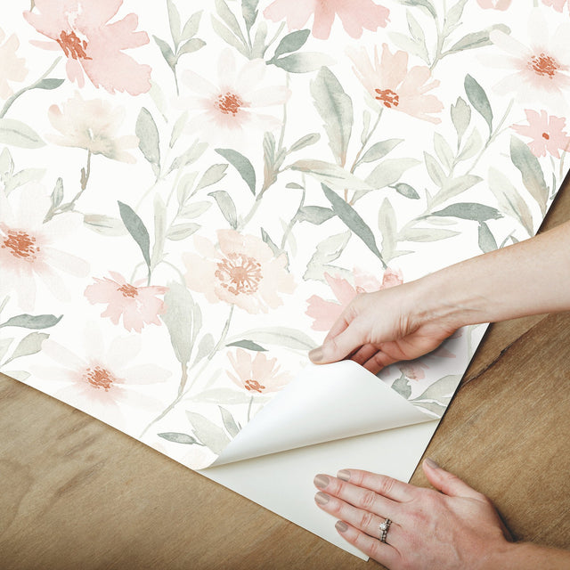 Flower Market Pink Peel & Stick Wallpaper