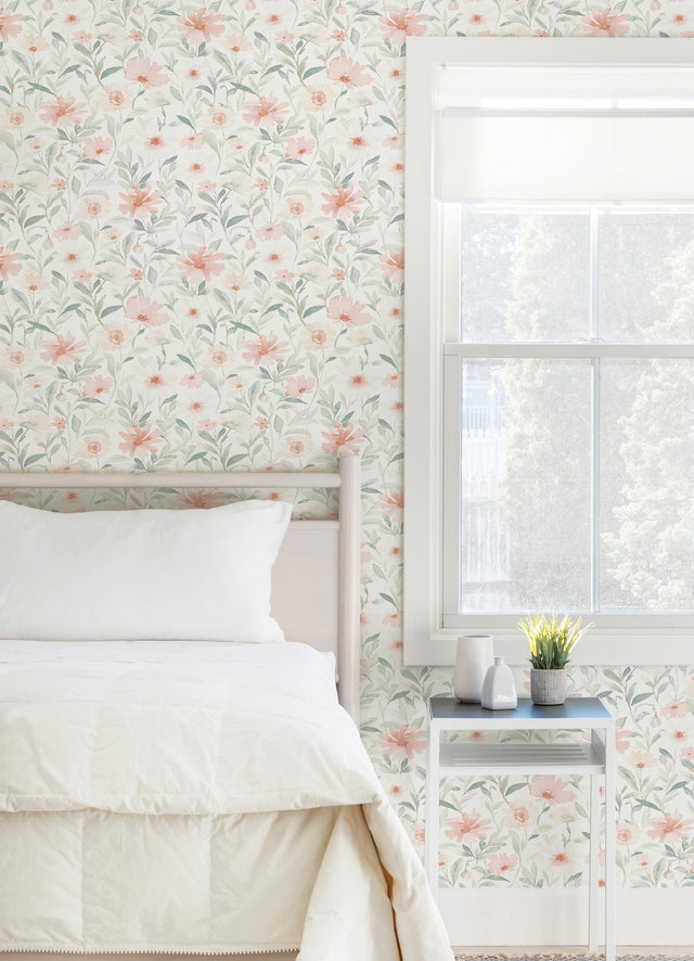 Flower Market Pink Peel & Stick Wallpaper