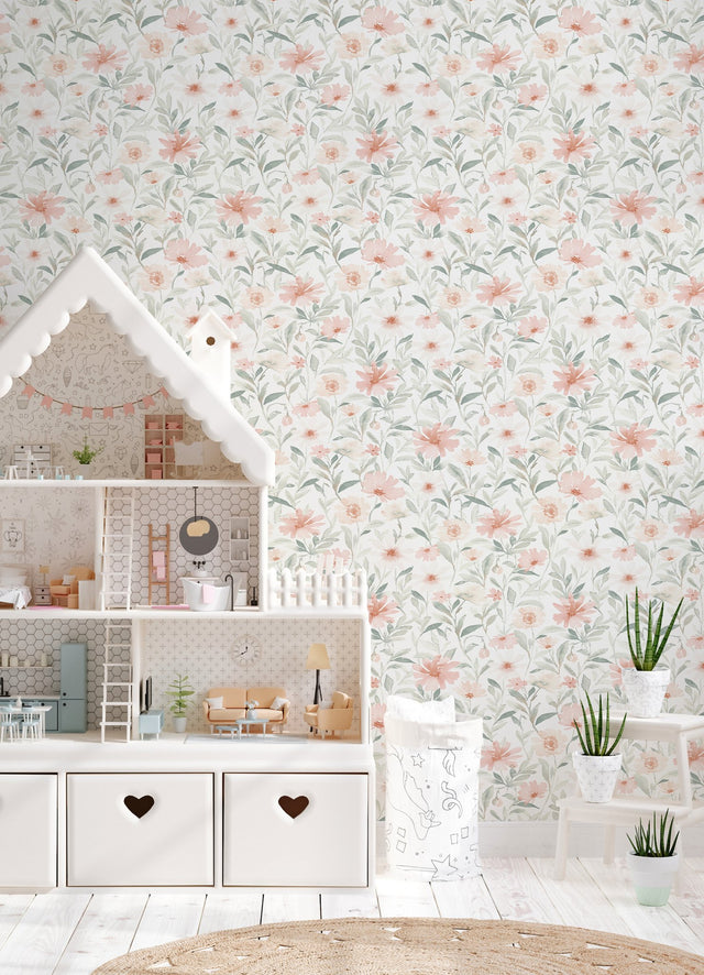 Flower Market Pink Peel & Stick Wallpaper