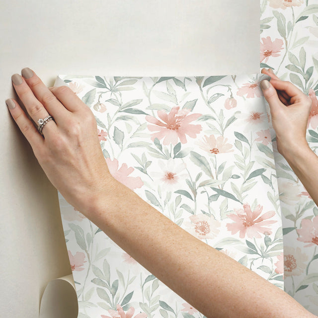 Flower Market Pink Peel & Stick Wallpaper