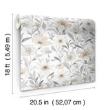 Flower Market Neutral Peel & Stick Wallpaper with Watercolor Floral Pattern - York RMK12635PL