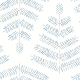 Cat Coquillette Leaflets Blue Peel & Stick Wallpaper with Modern Botanical Watercolor Leaf Pattern - York RMK12637PL