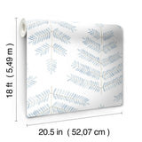 Cat Coquillette Leaflets Blue Peel & Stick Wallpaper with Modern Botanical Watercolor Leaf Pattern - York RMK12637PL
