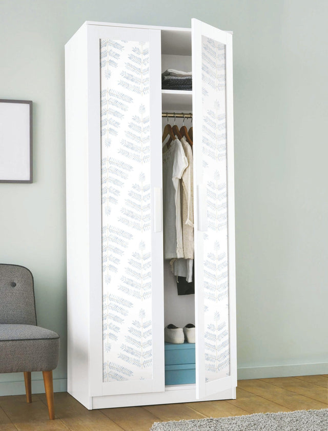 Cat Coquillette Leaflets Blue Peel & Stick Wallpaper with Modern Botanical Watercolor Leaf Pattern - York RMK12637PL