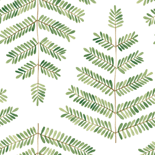 Cat Coquillette Leaflets Green Peel & Stick Wallpaper with Watercolor Botanical Leaf Pattern - York RMK12638PL