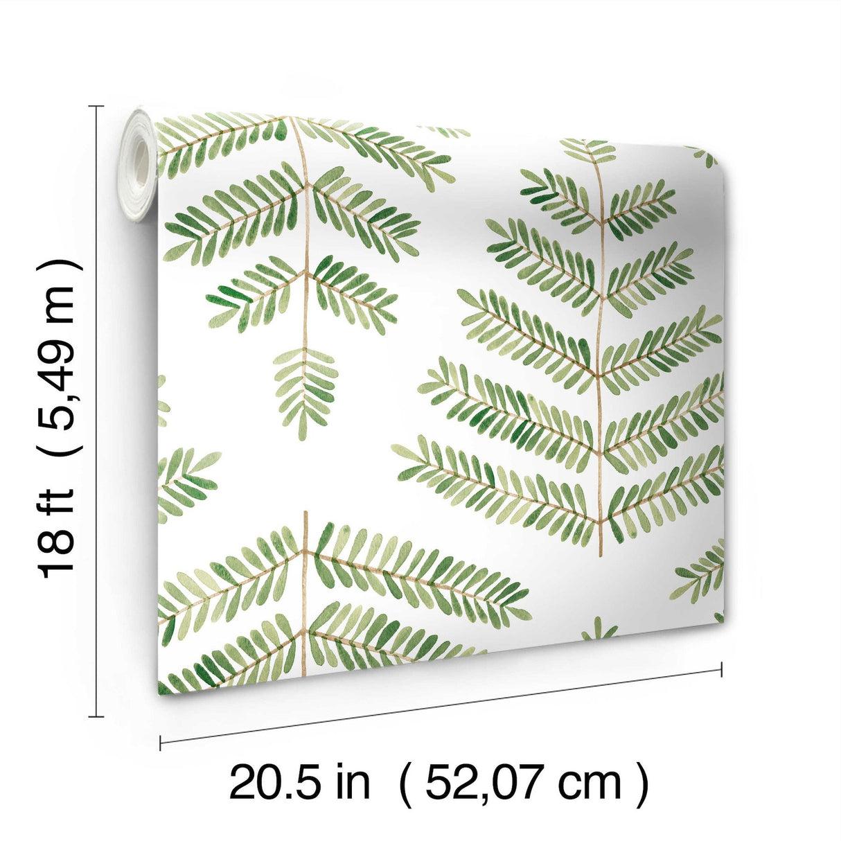 Cat Coquillette Leaflets Green Peel & Stick Wallpaper with Watercolor Botanical Leaf Pattern - York RMK12638PL