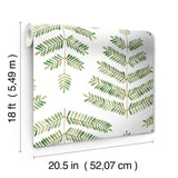 Cat Coquillette Leaflets Green Peel & Stick Wallpaper with Watercolor Botanical Leaf Pattern - York RMK12638PL