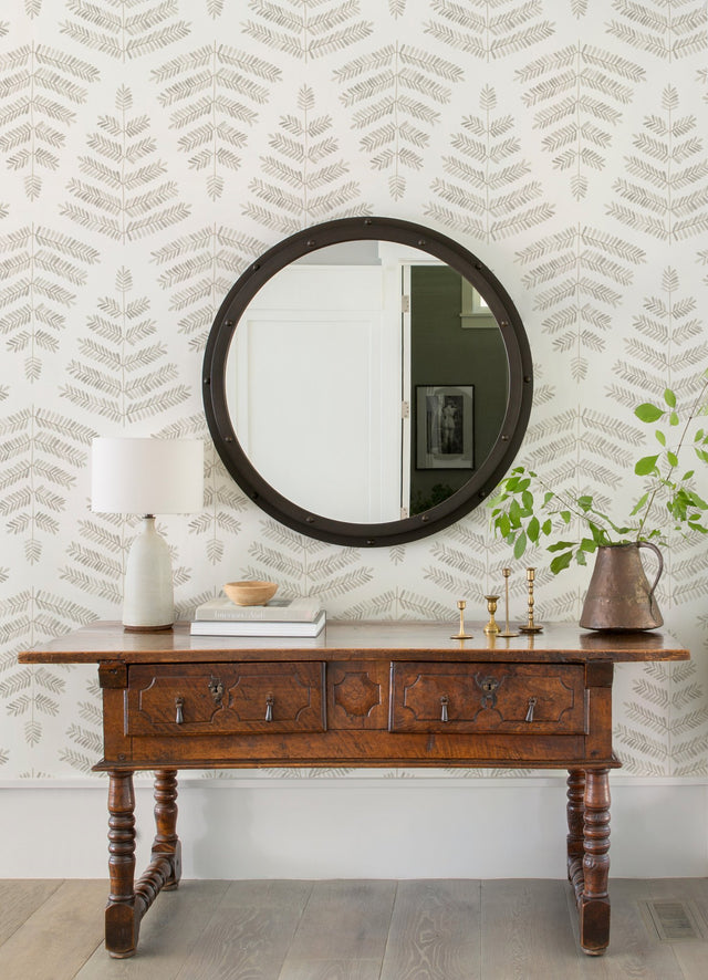 Cat Coquillette Leaflets Neutral Peel & Stick Wallpaper with Botanical Watercolor Leaf Pattern - York RMK12639PL
