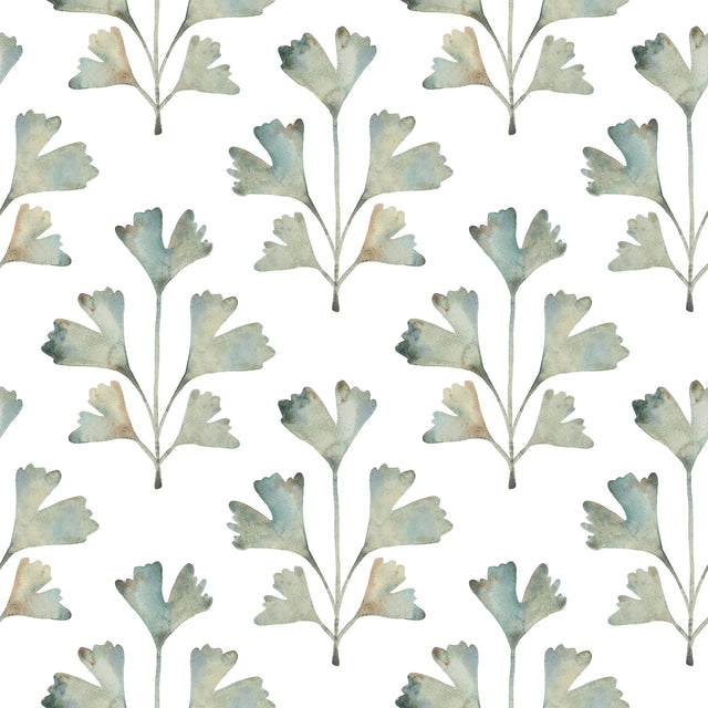 Cat Coquillette Gingko Jade Peel & Stick Wallpaper with Botanical Watercolor Leaves - York RMK12640PL