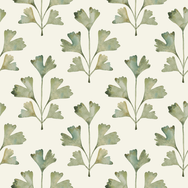 Cat Coquillette Gingko Almond Peel & Stick Wallpaper with Botanical Watercolor Leaves - York RMK12641PL