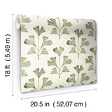 Cat Coquillette Gingko Almond Peel & Stick Wallpaper with Botanical Watercolor Leaves - York RMK12641PL