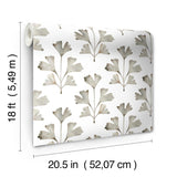 Cat Coquillette Gingko Neutral Peel & Stick Wallpaper with Botanical Watercolor Leaves - York RMK12642PL
