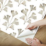 Cat Coquillette Gingko Neutral Peel & Stick Wallpaper with Botanical Watercolor Leaves - York RMK12642PL