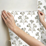 Cat Coquillette Gingko Neutral Peel & Stick Wallpaper with Botanical Watercolor Leaves - York RMK12642PL