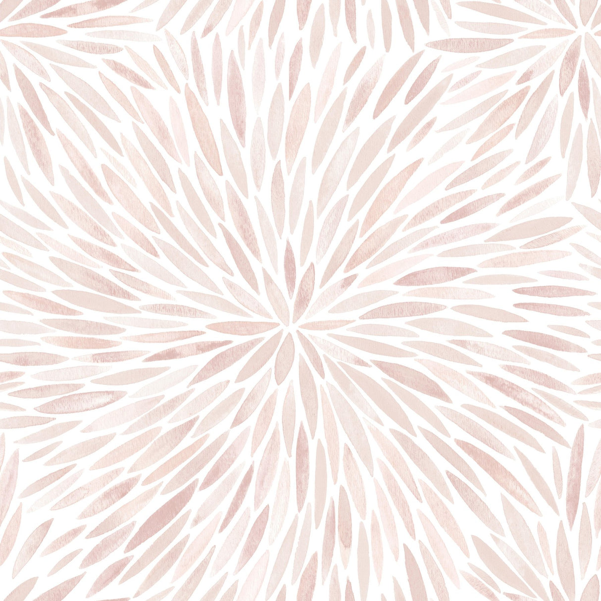 Cat Coquillette Burst Pink Peel & Stick Wallpaper with Botanical Sunburst Watercolor Motif - York RMK12643PL