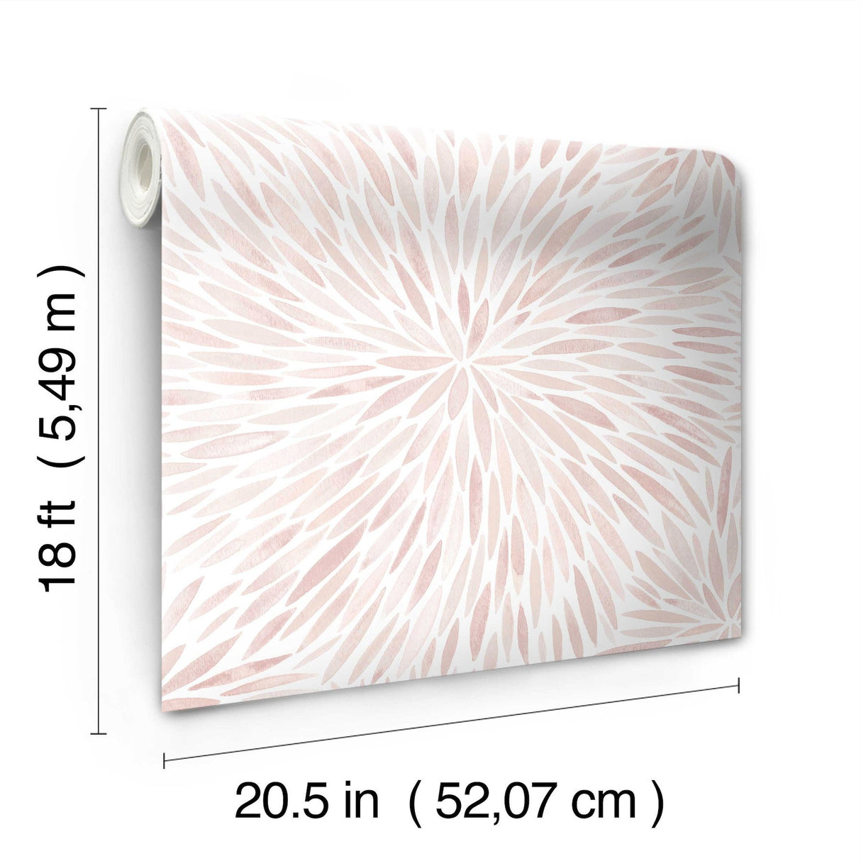 Cat Coquillette Burst Pink Peel & Stick Wallpaper with Botanical Sunburst Watercolor Motif - York RMK12643PL