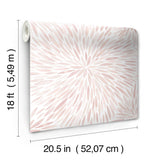 Cat Coquillette Burst Pink Peel & Stick Wallpaper with Botanical Sunburst Watercolor Motif - York RMK12643PL