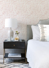 Cat Coquillette Burst Pink Peel & Stick Wallpaper with Botanical Sunburst Watercolor Motif - York RMK12643PL