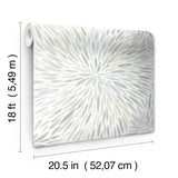 Cat Coquillette Burst Green Peel & Stick Wallpaper with Botanical Sunburst Motif - York RMK12644PL