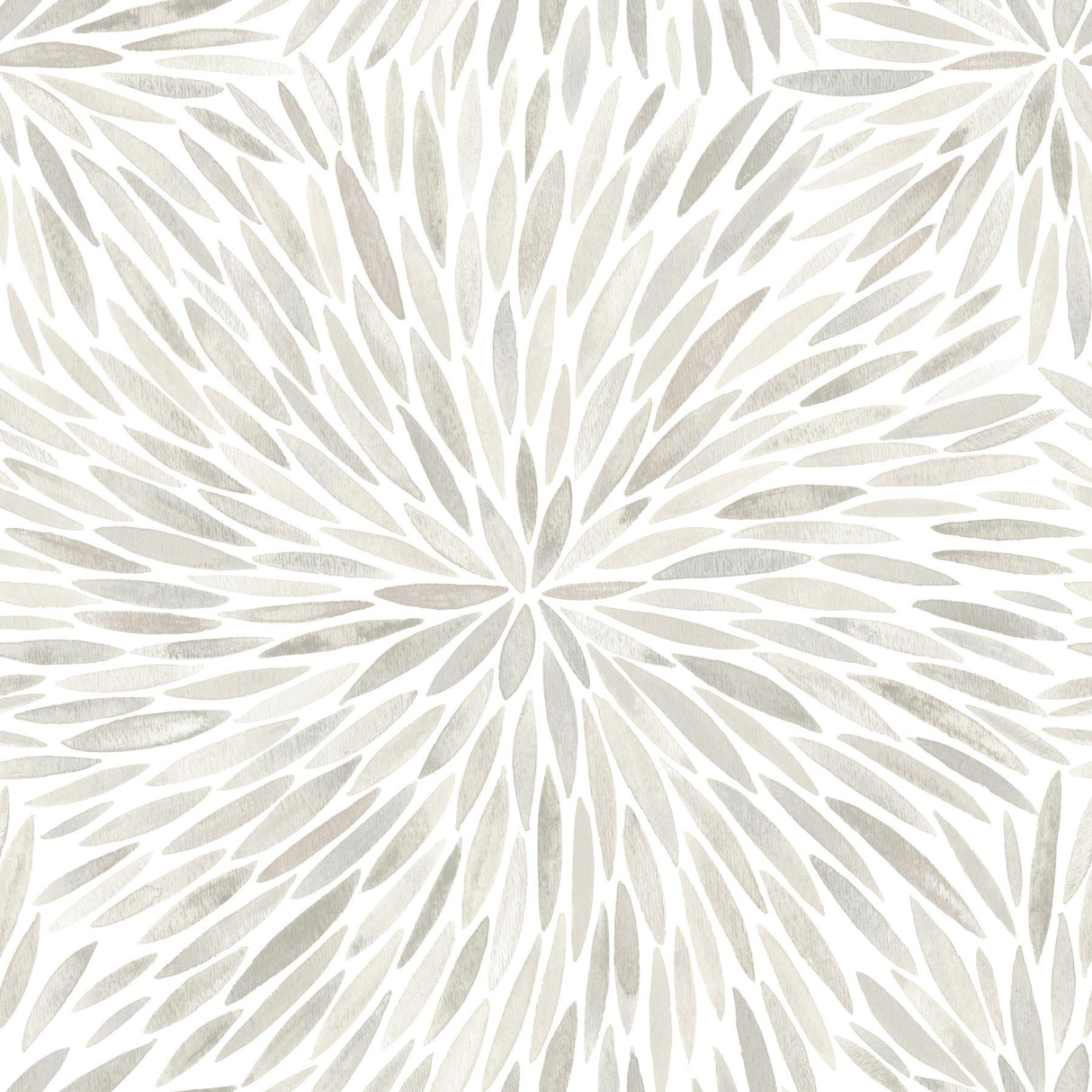 Cat Coquillette Burst Neutral Peel & Stick Wallpaper with Botanical Sunburst Motif - York RMK12645PL