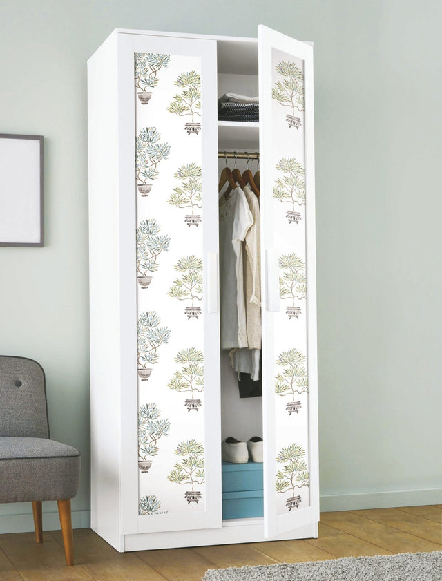 Cat Coquillette Bonsai Soft Green/Blue Peel & Stick Vinyl Wallpaper with Botanical Bonsai Pattern - York RMK12646RL