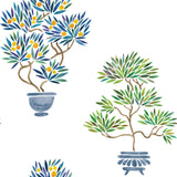 Cat Coquillette Bonsai Green/Blue Peel & Stick Wallpaper with Botanical Bonsai Motif - York RMK12647RL