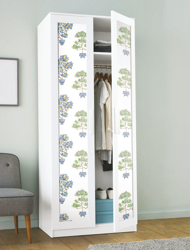 Cat Coquillette Bonsai Green/Blue Peel & Stick Wallpaper with Botanical Bonsai Motif - York RMK12647RL