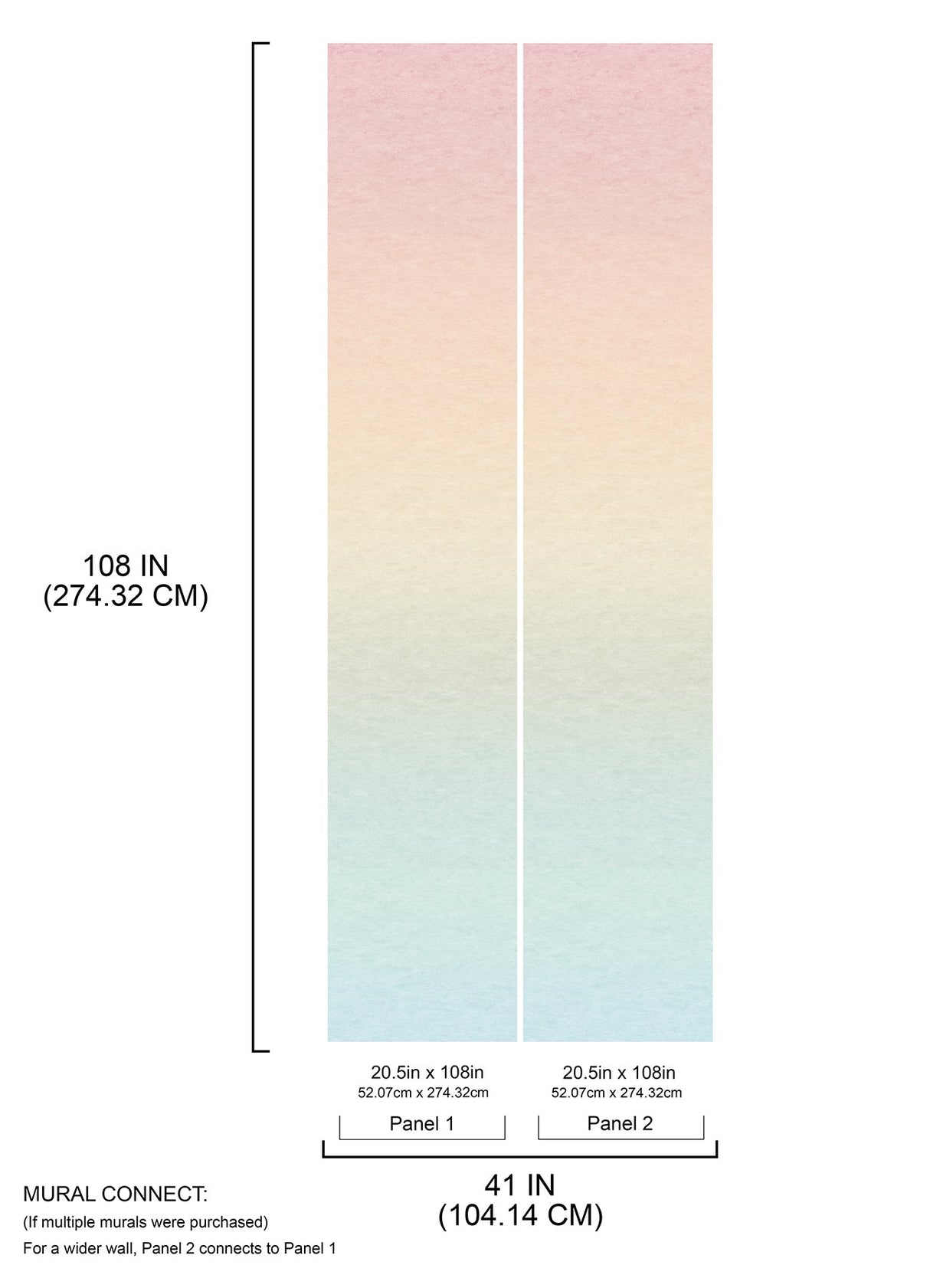 Aura Ombre Rainbow Peel & Stick Wall Mural with Modern Ombre Gradient - York RMK12657MW