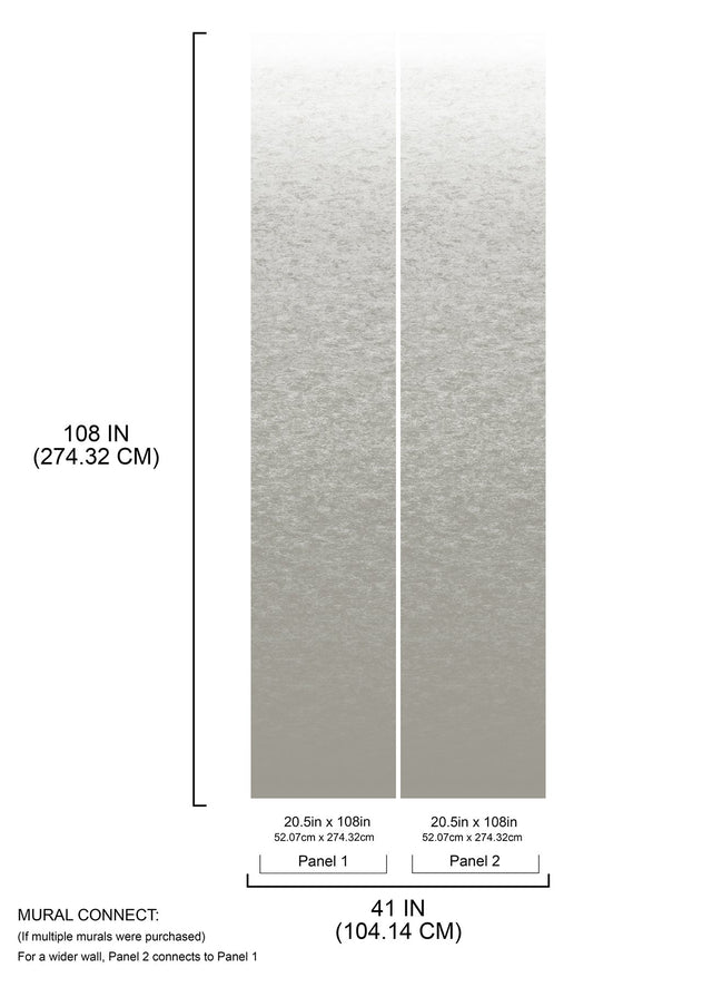 Aura Ombre White Peel & Stick Wall Mural with Metallic Ombre Graphic Pattern, Modern Style - York RMK12659MW