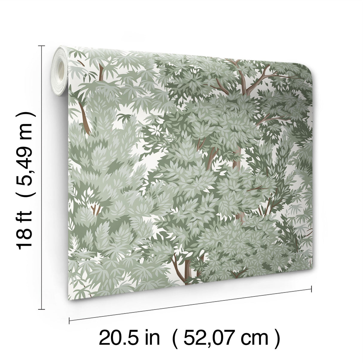Ardian Green Peel & Stick Wallpaper with Traditional Trees Pattern - York RMK12661RL