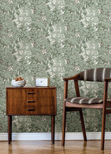 Ardian Green Peel & Stick Wallpaper with Traditional Trees Pattern - York RMK12661RL