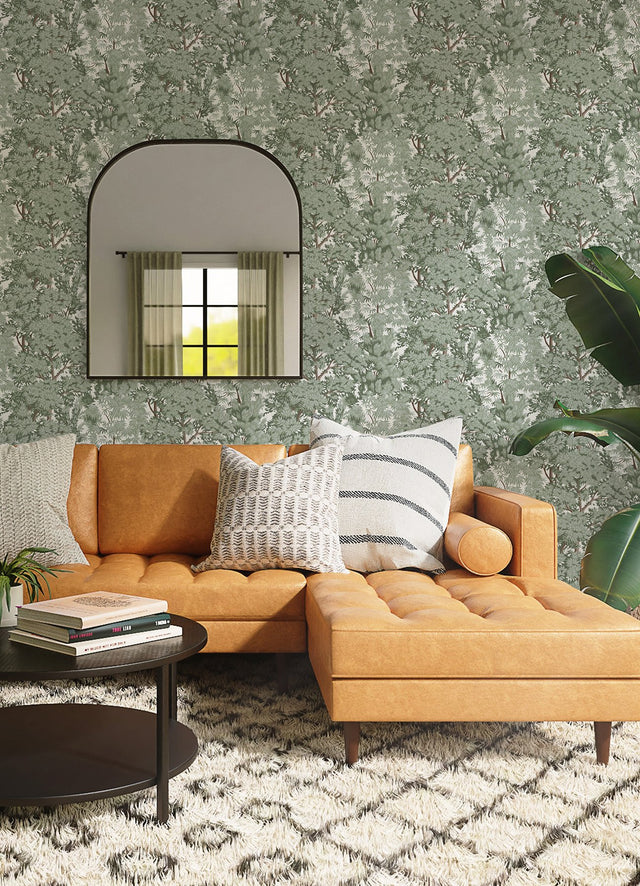 Ardian Green Peel & Stick Wallpaper with Traditional Trees Pattern - York RMK12661RL