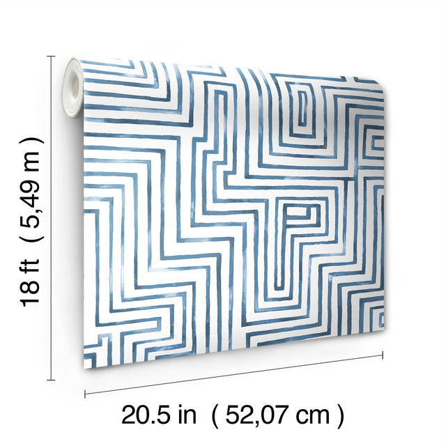 Warren Blue Geometric Modern Peel & Stick Wallpaper - York RMK12662RL
