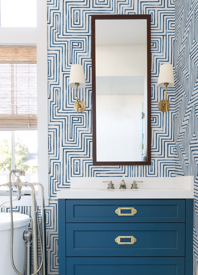 Warren Blue Geometric Modern Peel & Stick Wallpaper - York RMK12662RL