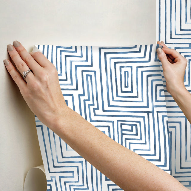 Warren Blue Geometric Modern Peel & Stick Wallpaper - York RMK12662RL