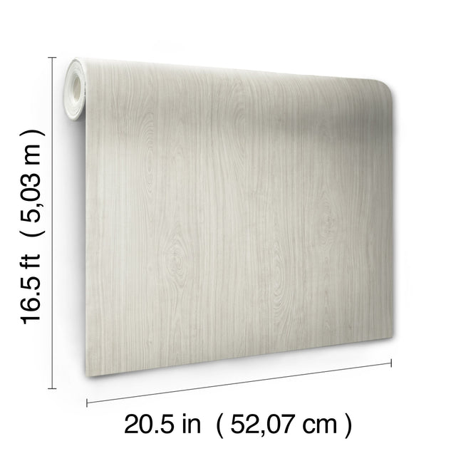 Cherry Wood Grey Peel & Stick Wallpaper with Modern Wood Grain Pattern - RoomMates RMK12672PL