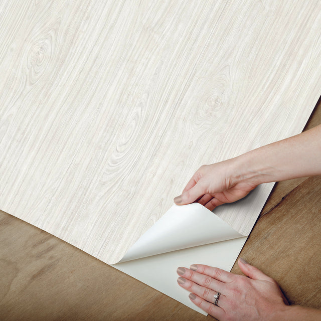 Cherry Wood Oyster Peel & Stick Wallpaper with Modern Wood-Look Pattern - York RMK12673PL