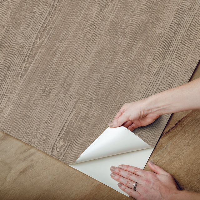 Dimensional Natural Wood Taupe Peel & Stick Wallpaper with Modern Wood Look - York RMK12674PL