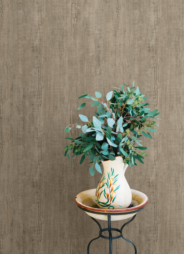 Dimensional Natural Wood Taupe Peel & Stick Wallpaper with Modern Wood Look - York RMK12674PL