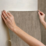 Dimensional Natural Wood Taupe Peel & Stick Wallpaper with Modern Wood Look - York RMK12674PL