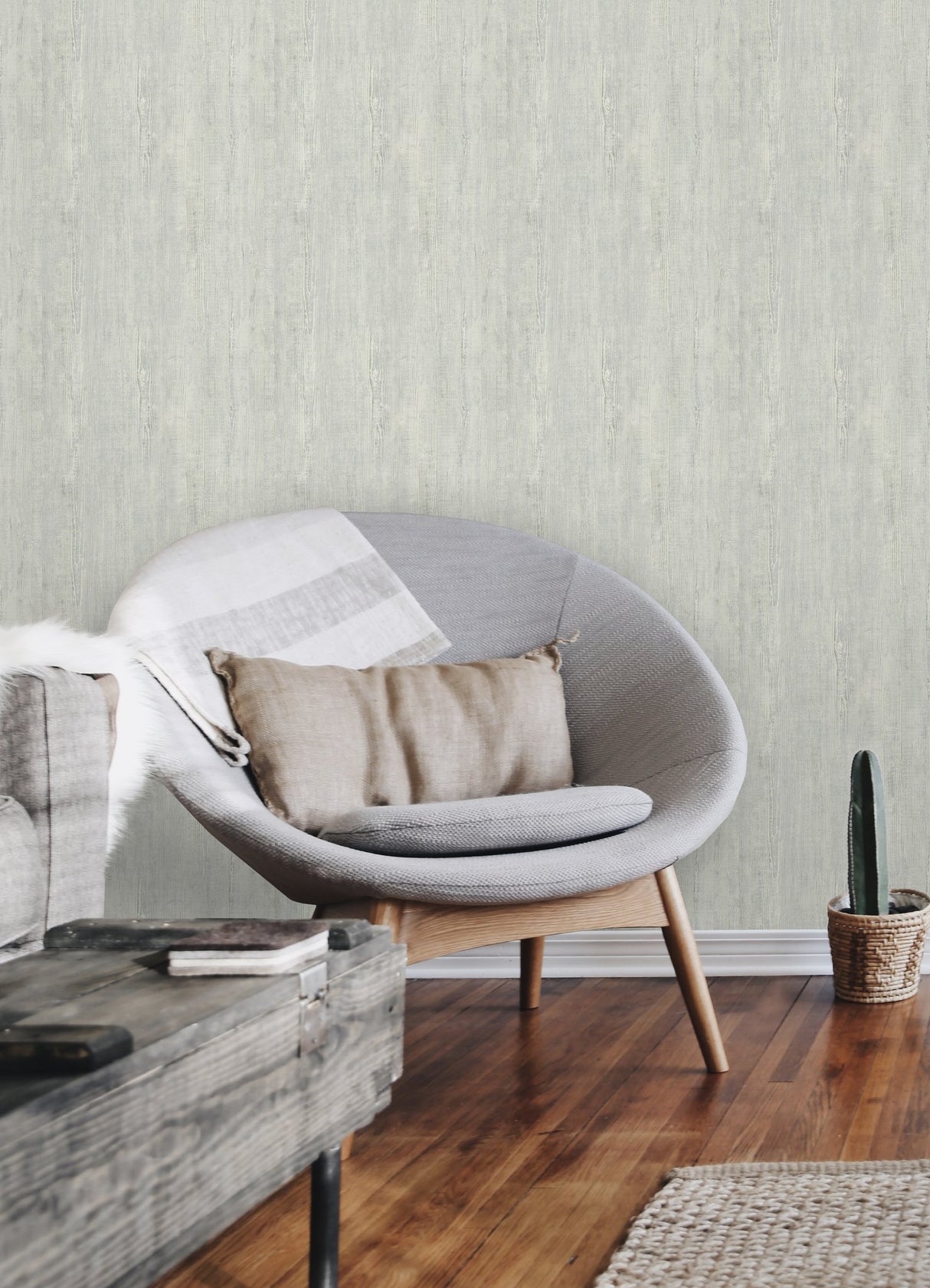 Dimensional Natural Wood Blue Peel & Stick Wallpaper with Modern Wood Look Pattern - York RMK12675PL