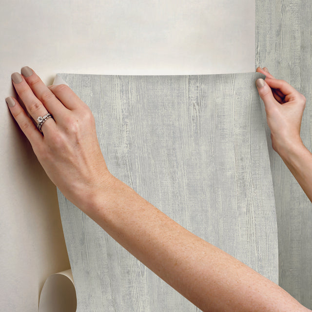 Dimensional Natural Wood Blue Peel & Stick Wallpaper with Modern Wood Look Pattern - York RMK12675PL