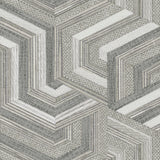 Geo Puzzle Neutral Faux Grasscloth Peel & Stick Wallpaper with Modern Graphic Motif - York RMK12677RL