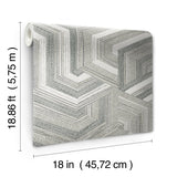 Geo Puzzle Neutral Faux Grasscloth Peel & Stick Wallpaper with Modern Graphic Motif - York RMK12677RL