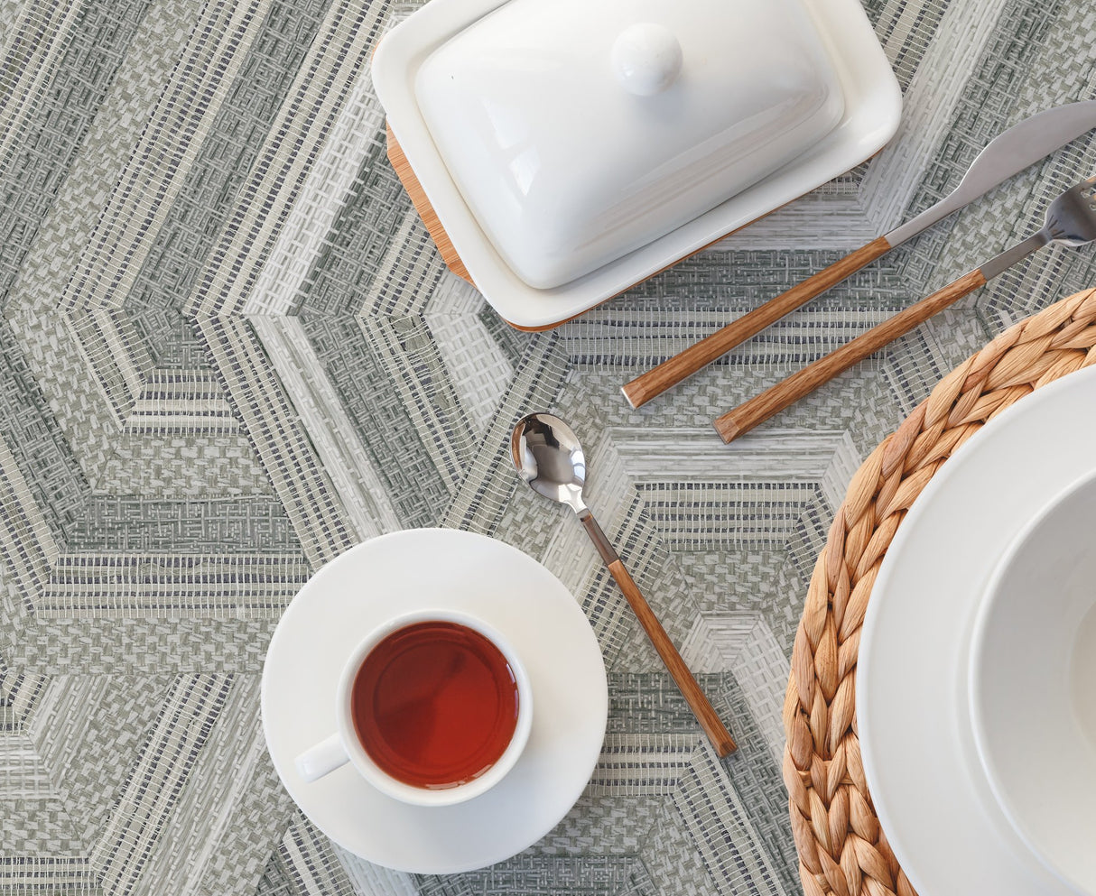 Geo Puzzle Neutral Faux Grasscloth Peel & Stick Wallpaper with Modern Graphic Motif - York RMK12677RL