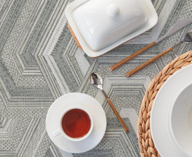 Geo Puzzle Neutral Faux Grasscloth Peel & Stick Wallpaper with Modern Graphic Motif - York RMK12677RL