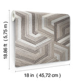 Geo Puzzle Brown Faux Grasscloth Peel & Stick Wallpaper with Modern Geometric Graphics - York RMK12678RL
